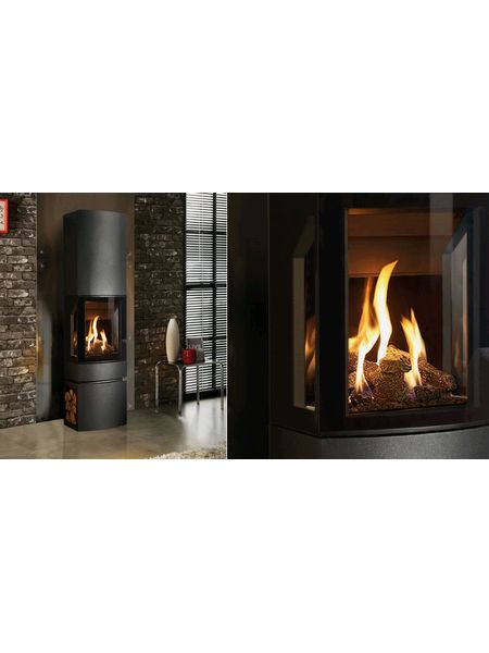 Gazco Loft Gas Stove with Steel Log Store and top section