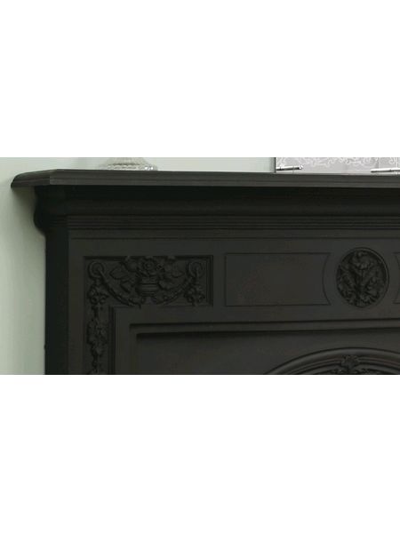 Close up of the Cast iron Victorian mantel
