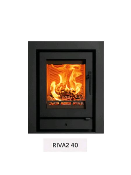 Riva2 40 multi fuel cassette stove with 3 sided profil frame