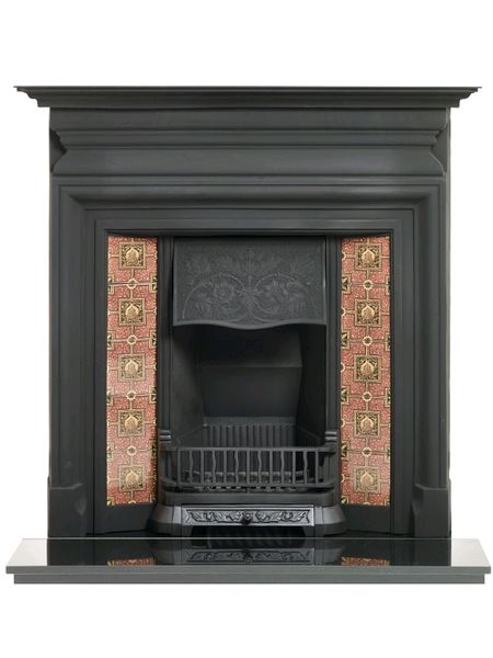 The Langley 48 inch Black Cast Iron Combination fireplace