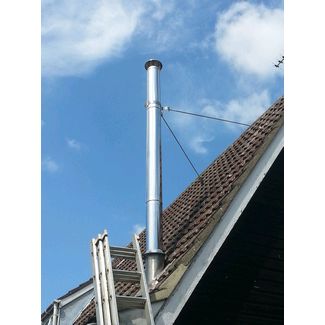 Stainless steel twin wall insulated chimney system with telescopic roof brace kit