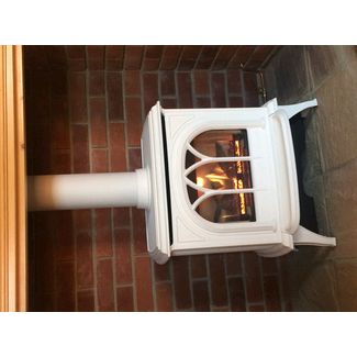 Gazco Huntingdon 30 in Ivory painted - log effect gas stove with tracery door