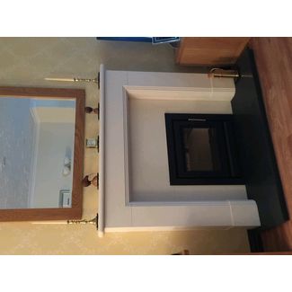 Stovax Riva 50 inset woodburning stove and Hanwell mantel 
