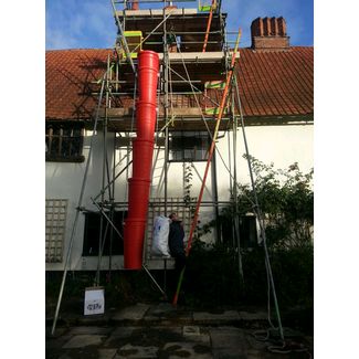 Chimney lining and insulation carried out off scaffolding