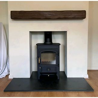 Clearview Pioneer 400 on 4 inch legs with a dark oak effect character deep beam