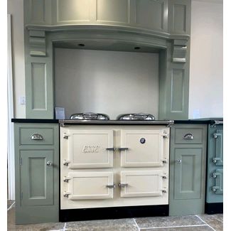 Esse 1000T in ivory enamel all electric range cooker on live display