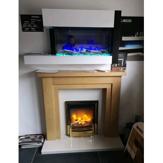 Gazco Skope electric fire and Capital Fireplaces brass inset electric fire