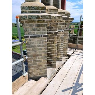 Chimney stack repointed with lime mortar