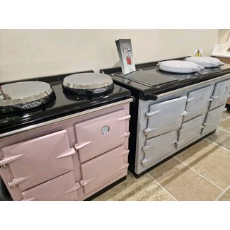 Pink Oil Compact 840mm Heritage and a Pearl Electric Grande Heritage Range Cookers