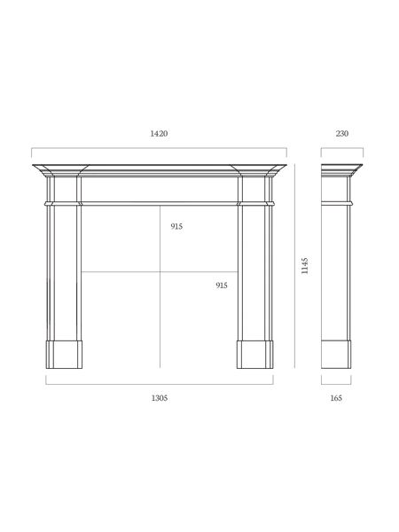 Capital Fireplaces 56 Balham mantel dimensions