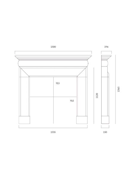 Hampton fireplace dimensions