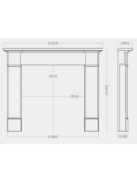 winterfold 56 inch timber mantel dimensions