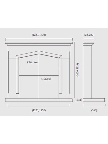 Swinford 48 Inch and 54 Inch Dimensions