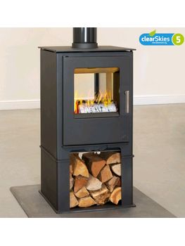 Eurostove Mendip Loxton 8 Double sided  Woodburning stove on log store 8kw Wood burner eco design