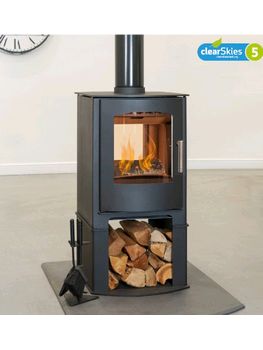 Eurostove Mendip Churchill 8 double sided wood burner on logstore 8 kw stove catalyst eco design