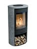 Contura 920T 6kw woodburning stove a modern woodburner with a soapstone surrond available in black or grey